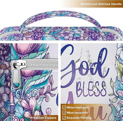 Flowers Bible Cover With Handle, Carrying Case For Bible Study, Study Bible Case, Bible Bags Colorful Butterfly, Gifts for Christmas Christian