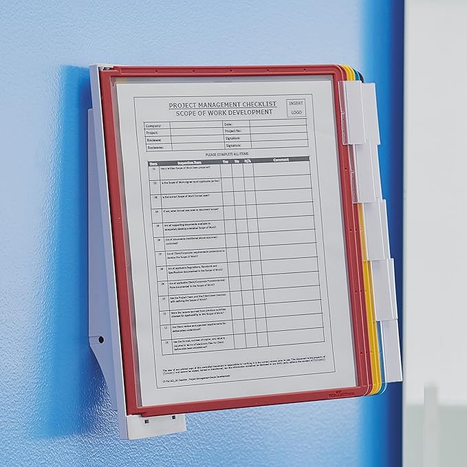 DURABLE Wall Mounted Reference System, 10 Double-Sided Panels, Letter-Size, Assorted Colors, SHERPA Design (554100)