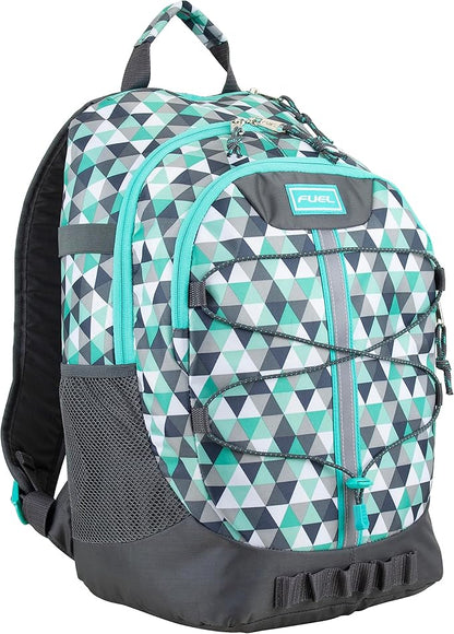 FUEL Hiking Backpack for Women Men Terra Sport, Travel, College, Gym, Work with Laptop Sleeve, Bungee, 18 Inches, Blue Diamond Crystal