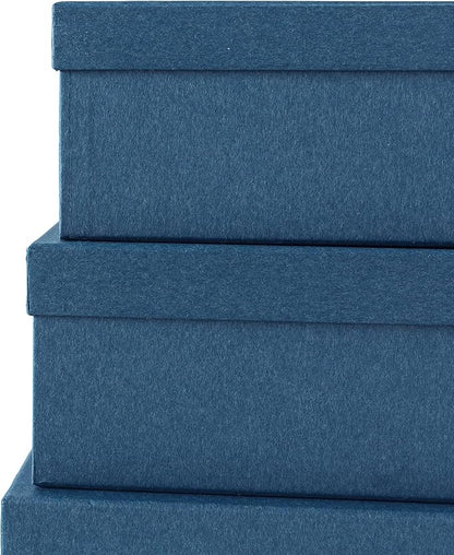 Soul & Lane Decorative Storage Boxes with Lids, Paper Storage Box Set for Keepsakes, Stationery, Office Organizers, Nesting Boxes, Navy Blue