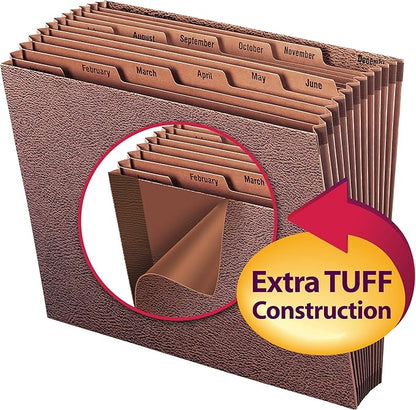 Smead TUFF Expanding File, Monthly (Jan.-Dec.), 12 Pockets, Letter Size, Redrope-Printed Stock (70488)