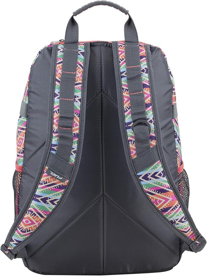 FUEL Hiking Backpack for Women Men Terra Sport, Travel, College, Gym, Work with Laptop Sleeve, Bungee, 18 Inches, Sweet Orange Aztec