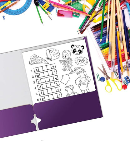 Better Office Products Two Pocket Portfolio Folders, 50-Pack, Purple, Letter Size Paper Folders, 50 Pieces, Purple