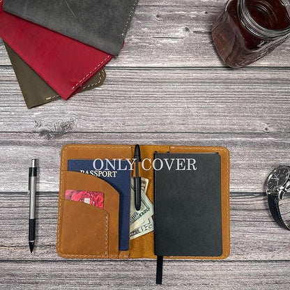 Leather Cover for Field Notes, Passport Cover, Leather Notebook Cover for 3.5" x 5.5" with Pen Holder, Only Cover (Honey)