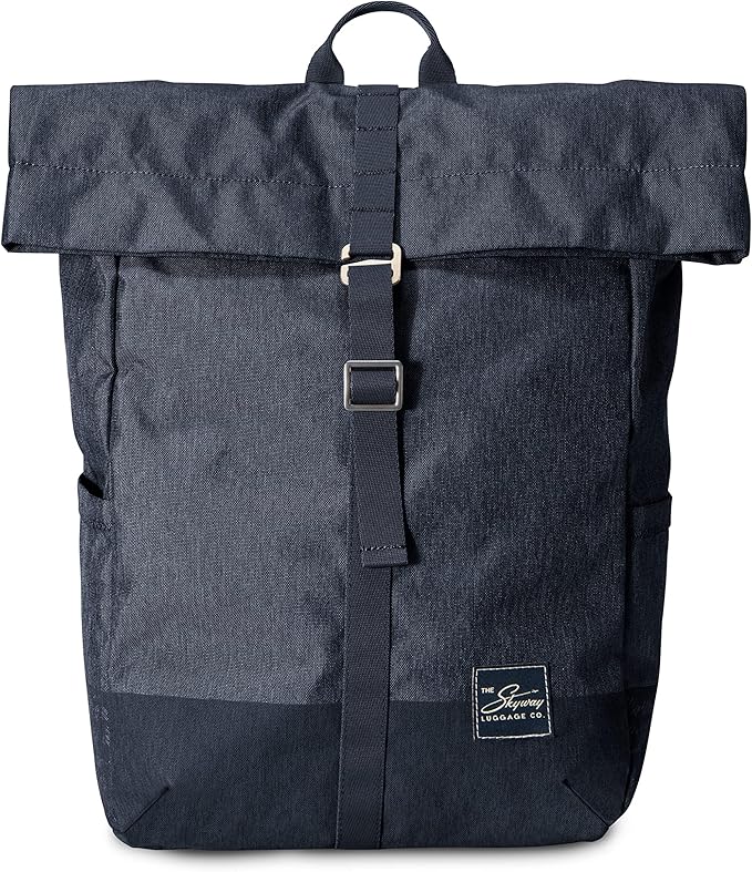 Skyway Luggage Rainier Rolltop Commuter Casual Daypack for Work or Hiking, Eco-Friendly, Made of 100% rPET Travel Laptop Bag for Women & Men, 20L, Tahoe Blue