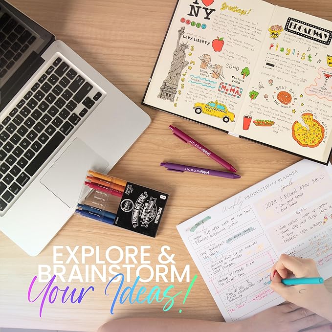 Loddie Doddie Jewel Tones Gel Pens - 0.7mm Medium Point, Smooth Writing, Retractable Gel Pens - No Bleed, Non-Smudge, Colored, 8-Pack for Journaling and Note Taking