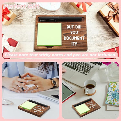 Sticky Note Holder Wooden Notepad & Pen Holder 6.5" x 4.7" Sticky Note Pad Holder Dispenser for Desk Work Humor Gifts, NPA178