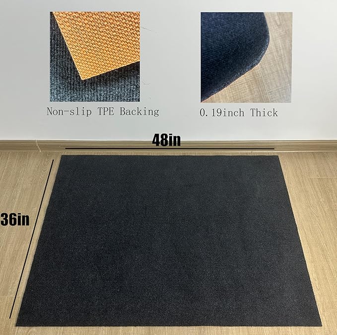 Office Chair Mat for Hardwood 36"x48" Computer Gaming Desk Floor Mat for Rolling Chair Non Slip Floor protector,Black