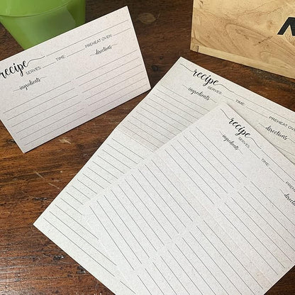 321Done Folding Recipe Cards (Set of 50) X-Large - Made in USA - Folds to 4x6 from 8x6 - Rustic Boho Kraft Tan Minimalist – Retro Vintage Luxury Thick Cardstock Jumbo Folded Double-Sided