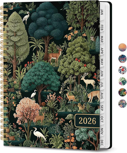 2026 Planner, Aesthetic Weekly and Monthly Planner for Women, Jan 2026 to Dec 2026, Hardcover 2026 Calendar Book with Monthly Tabs, Inner Pocket, Perfect for Office Home School - A5 (6.3" x 8.5"), Enchanted Grove