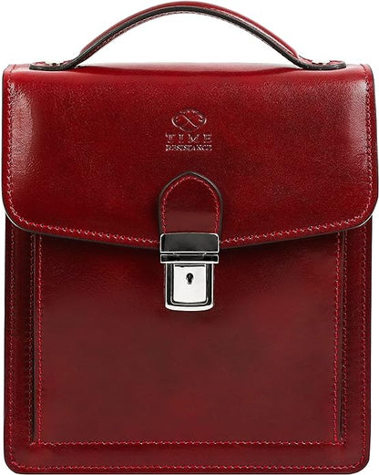 Time Resistance Small Leather Briefcase for Men - Crossbody Bag - Italian Leather Messenger Bag - Gift Box Included