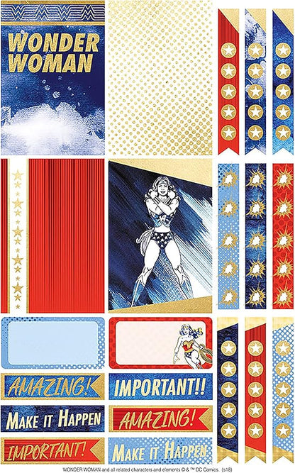 Paper House Productions STPL-0018 Wonder Woman Weekly Kit Planner Stickers, 3-pack, 3 Count