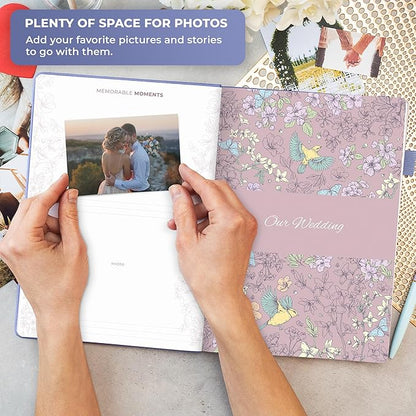 Clever Fox Anniversary Journal – Couple Memory Book & Photo Album with Writing Space – Wedding, Bridal Shower & Married Couple Gifts (Lavender)