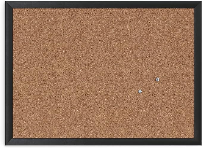 U Brands Cork Bulletin Board, 18" x 24", Black Wood Frame (026U00-01)