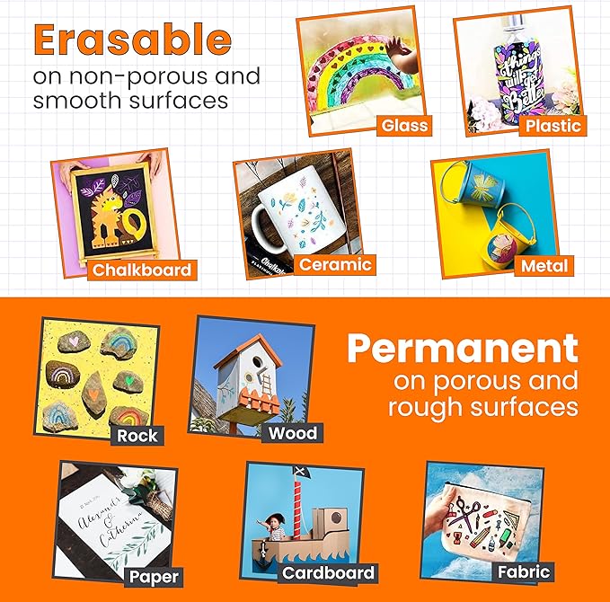 5 Orange Chalkboard Chalk Markers - Orange Dry Erase Markers for Blackboard, Chalkboard Signs, Windows, Glass | Variety Pack - Fine & Jumbo Size Ink Pen (1mm, 3mm, 6mm, 10mm, 15mm)