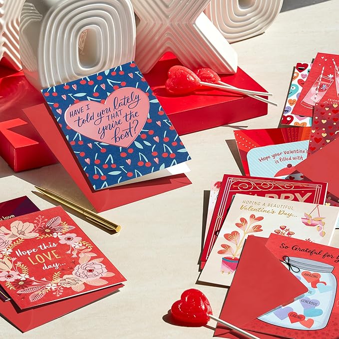 Hallmark Valentine's Day Card Assortment Pack for Adults, Friends, Galentines (12 Unique Designs with Envelopes)