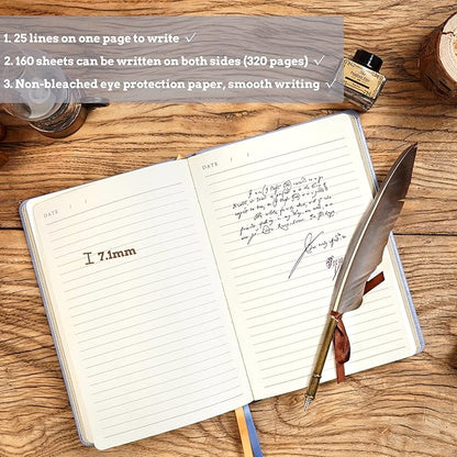 CAGIE 320 Pages Thick Hardcover Journaling Notebooks Vintage Leather Journal for Women Men A5 College Ruled Journals for Writing with Gift Box, 5.7 x 8.3 in, Light Blue