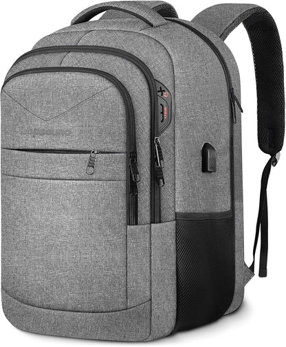 Lapsouno Business Laptop Backpack, Travel Backpack, 15.6 Inch Carry on Backpack, Anti-Theft College School Computer Backpack with USB Port, Gift for Men Women,Grey