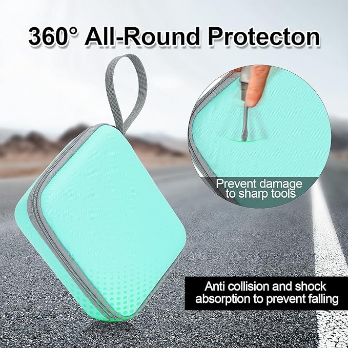 HBCX Mini Printer Case,Hard Protective Box,Portable High-capacity Travel Carrying Case,Suitable for Thermal Inkless Sticker Photo Printer,Label Marker,Instant Print Camera(Only Green Case)