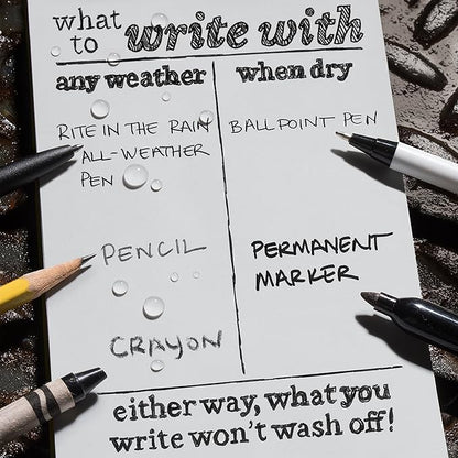 Rite in the Rain Weatherproof Side Spiral Notebook, 8.5" x 11", Black Cover, Universal Page Pattern (No. 773-MX)