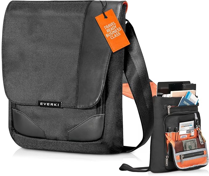 Everki Venue X-Large Premium Mini Messenger Bag - Ideal for Mens Crossbody Bag, RFID-blocking Pocket - Ergonomic Strap - Dedicated Compartment up to13-inch iPad Pro, Surface Pro - (EKS622XL) Black