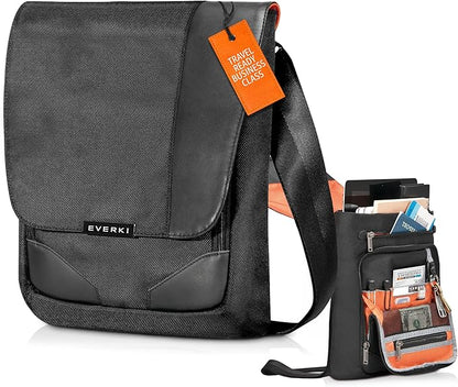Everki Venue X-Large Premium Mini Messenger Bag - Ideal for Mens Crossbody Bag, RFID-blocking Pocket - Ergonomic Strap - Dedicated Compartment up to13-inch iPad Pro, Surface Pro - (EKS622XL) Black