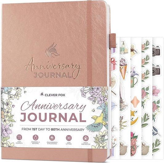 Clever Fox Anniversary Journal – Couple Memory Book & Photo Album with Writing Space – Wedding, Bridal Shower & Married Couple Gifts (Rose Gold)