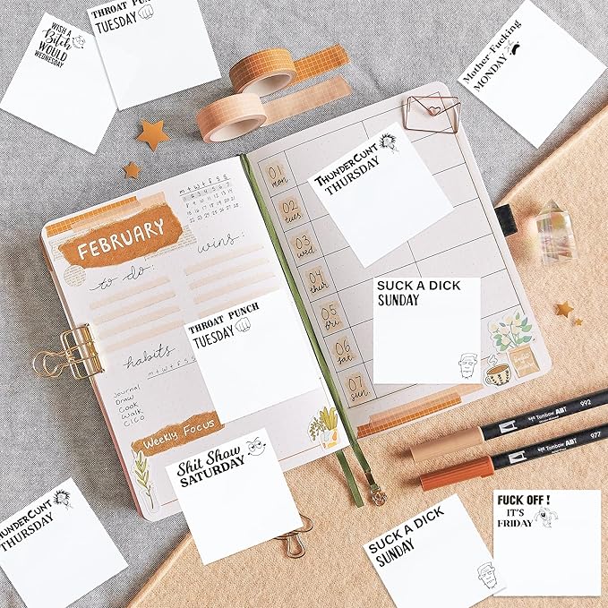 21 Pack Funny Daily Sticky Notes - Swear Word Sarcastic Sayings Self Sticky Notepads Humorous Describing Mentality Writing Memo Pads Page Marker for Adults Coworker Gift Office Supplies