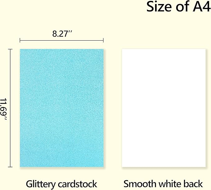 Simetufy Glitter Cardstock Paper, 24 Sheets 12 Colors, Premium Sparkly Paper for Cricut & DIY Projects, A4 Size