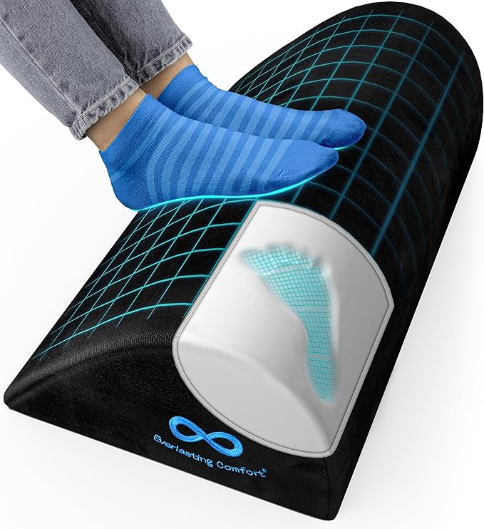 Foot Rest for Under Desk at Work - Memory Foam Office Foot Stool & Under Desk Footrest Leg Elevation Pillow for Gaming & Home Office, Supports Posture