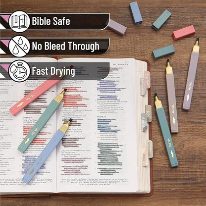 Mr. Pen- Aesthetic Highlighters, 6 pcs, Chisel Tip with Gold Trims, Morandi Colors, Cute Highlighters Assorted Colors, Bible Highlighters and Pens No Bleed Highlighters for Bible Pages No Bleed