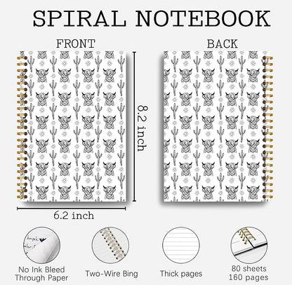Western Cow Journal Notebook Spiral - Cow Spiral Journal Notebook, Western School Office Supplies, Cow Office Supplies with 164 Pages, Funny Office Gifts, 5.5×8.3