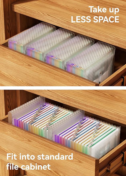 ABC life 12 Pockets Accordion File Organizer Expanding File Folders, Portable Monthly Bill Receipt Document Organizer, Expandable Accordian Filing Folder Letter A4 Size, Colored Tabs (Green)