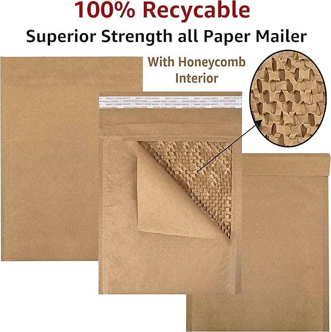 Honeycomb paper padded envelope sealable mailers (50, #2-8.5" x 11")