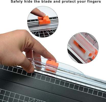 ArtAt 12-Inch Paper Cutter with Retractable Safety Blade, A4 Portable Trimmer for Cardstock, Laminated Paper, Photos, Crafts, Gift Cards, Coupons, Kraft Labels (Auto-Lock & Precise Cutting)