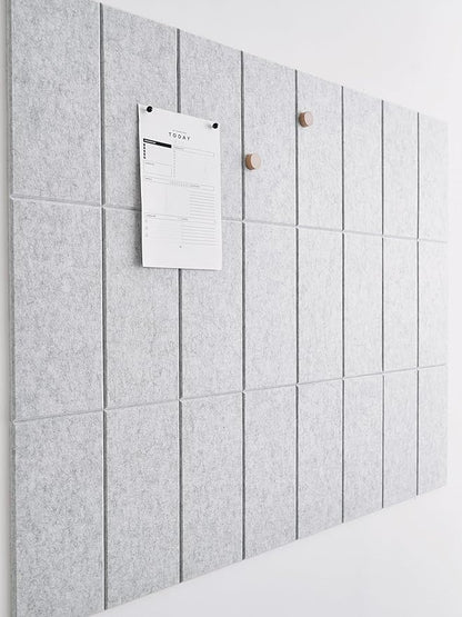 Large Cork Board for Office -Pack of 24- Black Felt Board Alternative - Felt Bulletin Board Tiles for Office Wall Decor, Push pin Board Wall Organizer for Office (Marble White)