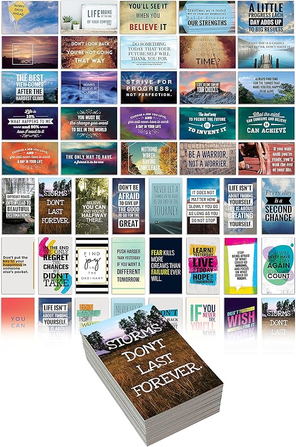 Better Office Products Motivation Inspiration Affirmation Cards, 120 Pack, 2 Each of 60 Unique Assorted Designs, Encouragement Card Deck, 2" x 3.5" (Business Card Size)