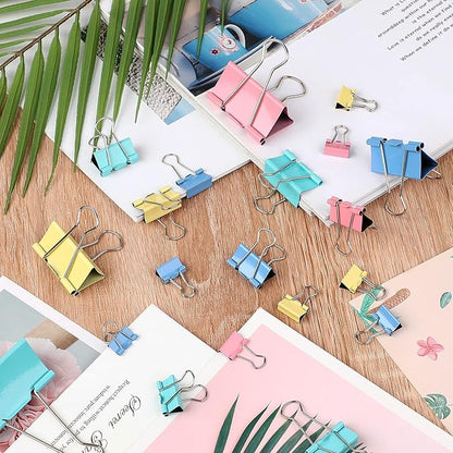 SANNIX 110 PCS Colored Binder Clips, X Large, Large, Medium, Small, Mini and Micro, Colorful Binder Clips Assorted Sizes Clips for Office Home School Supplies