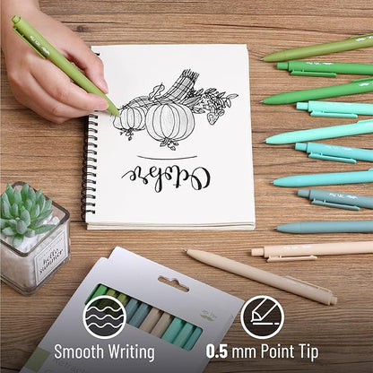 Mr. Pen- Retractable Gel Pens, 12 Pack, Black Ink, Green Ombre Color Barrel Gel Pens, Gel Pens Fine Point 0.5mm, Retractable Pens, Cute Pens, Gel Ink Pens, Aesthetic Pens for Journaling Fine Tip Pens