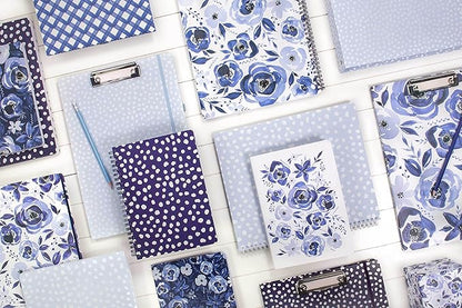 Steel Mill & Co Cute Large Spiral Notebook College Ruled, 11" x 9.5" with Durable Hardcover and 160 Lined Pages, Navy Dots