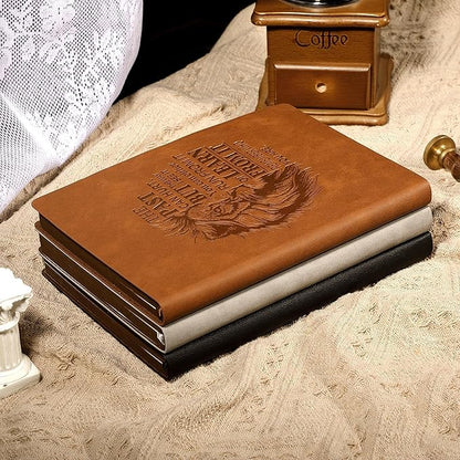 Leather Journal for Men Soft Cover 256 Pages Lined Journals for Writing A5 Lion Journaling Notebooks Vintage Travel Inspirational Diary, 5.7" x 8.3", Brown