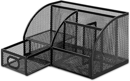 Amazon Basics Mesh Pen Holder and Organizer, Black, ‎9.1" x 5.9" x 5.5''