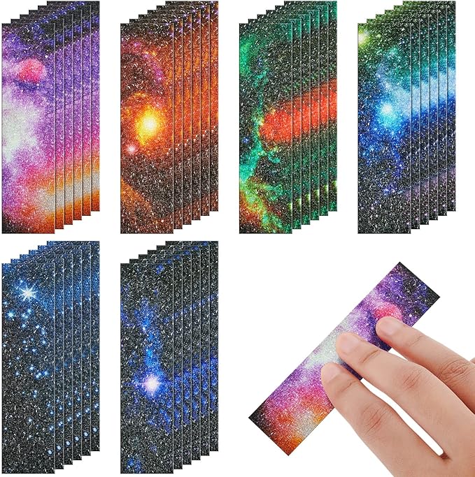 36 Pieces Anxiety Sensory Stickers Cute Fidget Textured Strips Toys Anti Stress Tactile Rough Sensory Calm Textured Strips Adhesives Anxiety Relief for Adults Teens Desk Classroom (Starry Sky Style)