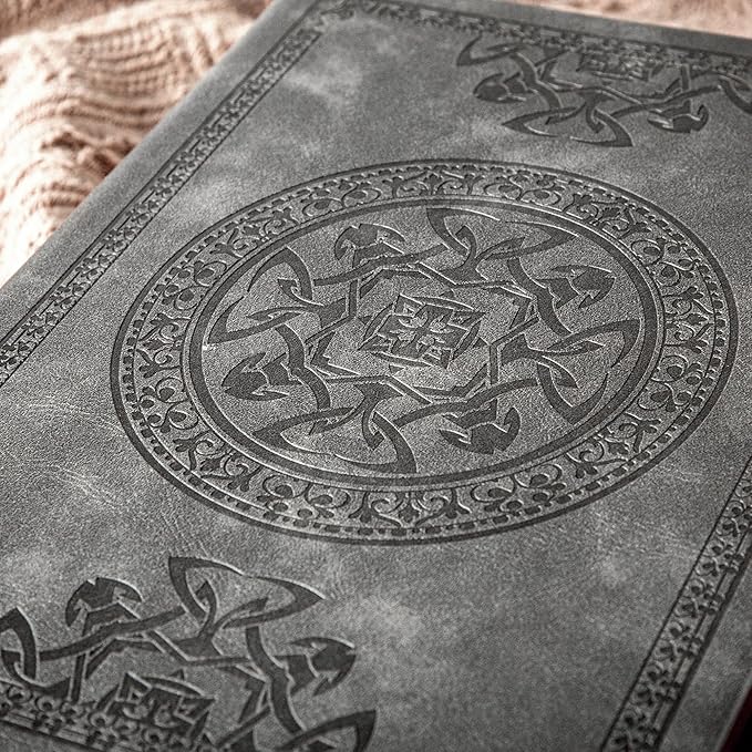 CAGIE Leather Vintage Journal for Men Soft Cover Lined Pages Notebook 180 Lay Flat for Writing Travel Diary, 5.7'' x 8.3'', Grey