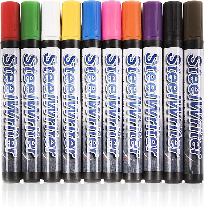 Metal Marking Paint Pen - Industrial Marker For Writing & Drawing on Steel and Metals - Washable Removable Paint Markers For Metal, Wet Erase Metal Paint, Red Paint Pen for Construction and Welders