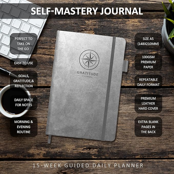 5 Minute Journal the Five Minute - Gratitude Journal - Self-Mastery Journal for Men - Reflection Manifestation Journal for Mindfulness – Self Care Journal – Goal/Guided Gratitude Journal for Men