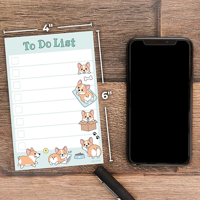 Cute Welsh Corgi Sticky to Do List | Funny Kawaii Corgi Butt Humor Notebook Notepad Note Card | Corgi Lover Gift| 50 Pages 4x6