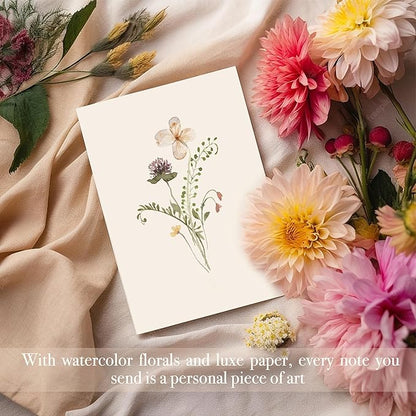 Blank Cards,Blank Greeting Cards 4x6,40Pack -Elegant Floral Design Blank Greeting Cards,Note Cards with Matching Peel-and-Seal Rustic Envelopes