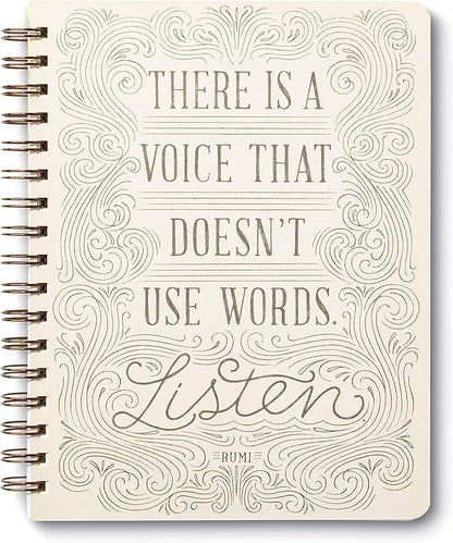 Compendium Spiral Notebook - There is a voice that doesn't use words. Listen. — A Designer Spiral Notebook with 192 Lined Pages, College Ruled, 7.5”W x 9.25”H