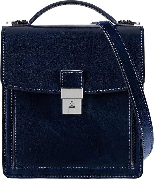 Time Resistance Small Leather Briefcase for Men - Crossbody Bag - Italian Leather Messenger Bag - Gift Box Included